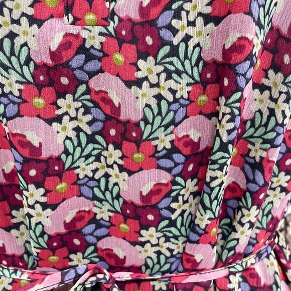 Tulle Panel Dress Sleeveless Floral Pink Red Size X Small XS - Picture 9 of 16